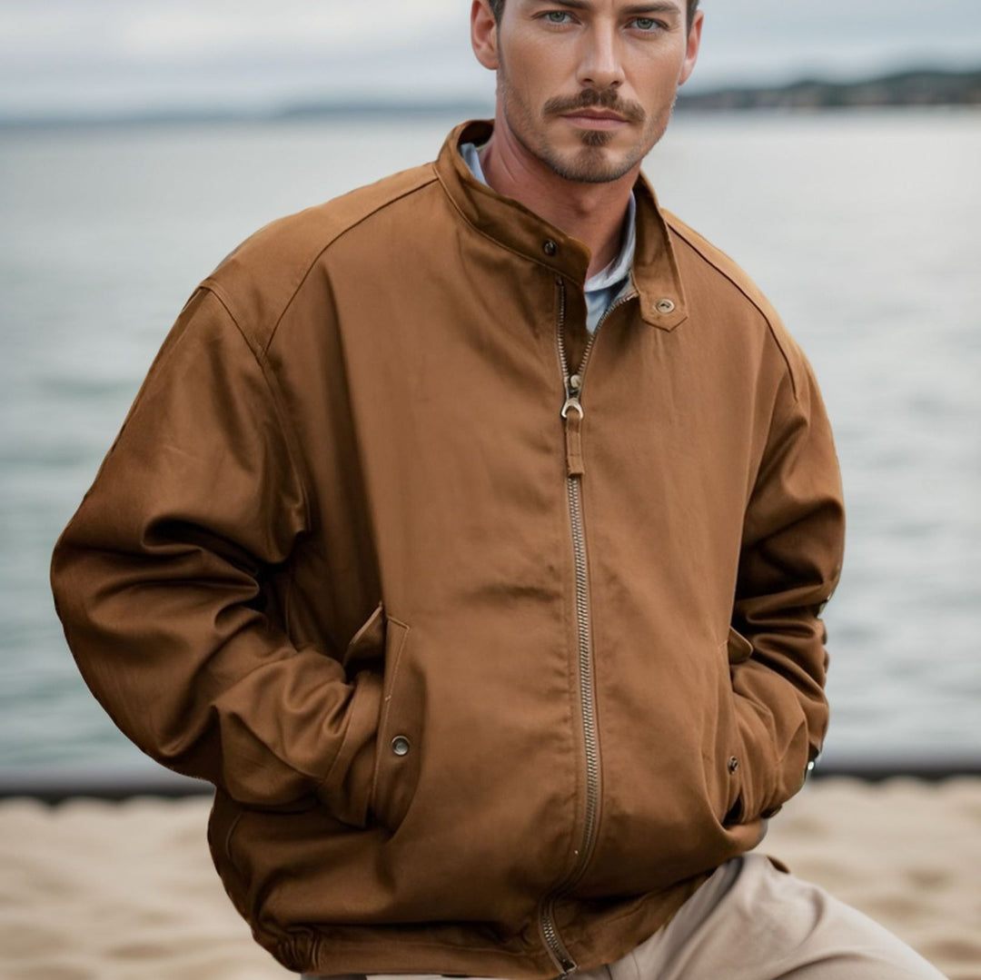 Herren funktionale Freizeitjacke im sportlichen Design mit gerundetem Kragen R&B