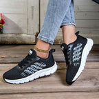 Damen nan gestrickter Schlupf-Sneaker mit elastischem Schaft, Zier-Schnürung und segmentierter Dämpfungssohle R&B