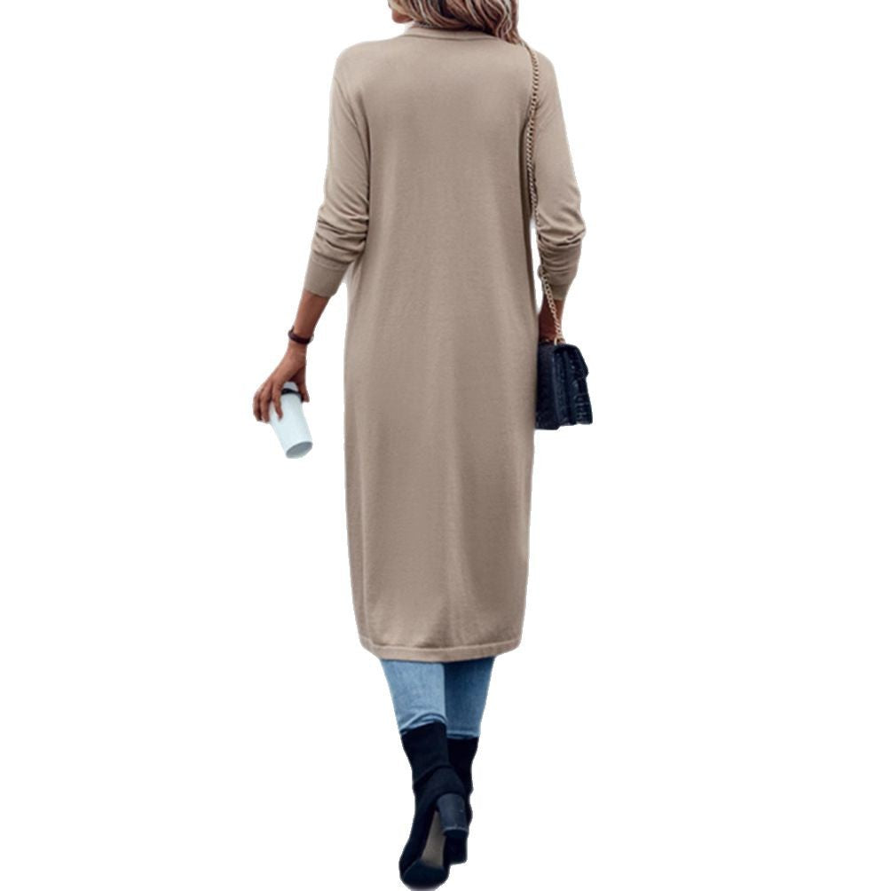 Damen nan langer Feinstrick-Cardigan im Duster-Stil mit offenem Fall und schmaler Ärmelpartie R&B