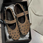 Damen Ballerinas mit dekorativen Nieten und elegantem Schnallenverschluss R&B