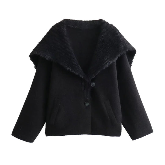 Damen Kuschelige Fleecejacke mit breitem Kragen R&B