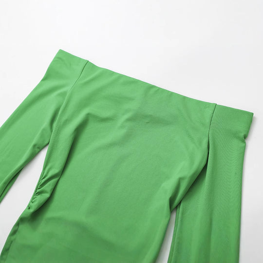 Damen Elegantes Maxikleid mit schulterfreiem Schnitt und raffinierten Rüschendetails R&B