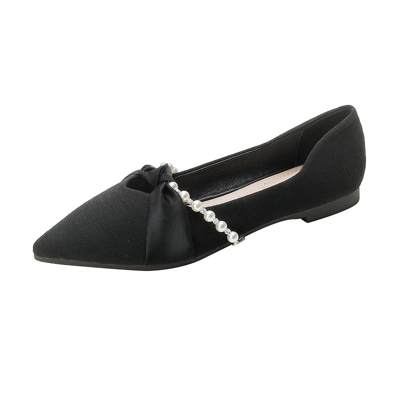 Damen elegante Ballerinas mit luxuriösem Schleifen- und Perlenakzent R&B