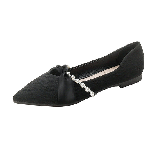 Damen elegante Ballerinas mit luxuriösem Schleifen- und Perlenakzent R&B