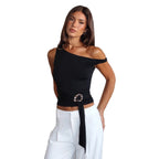 Damen asymmetrisches Oberteil mit Statement-Bund R&B