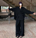 Damen Oversized Hemdblusenset mit weiten Hosen R&B