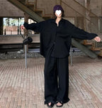 Damen Oversized Hemdblusenset mit weiten Hosen R&B