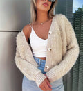 Damen Flauschiger Kurz-Kardigan