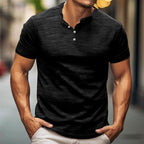 Herren Kurzarm-T-Shirt mit Knopfleiste R&B