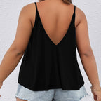Damen V-Ausschnitt Tanktop mit Knopfdetails und schwingendem Saum R&B