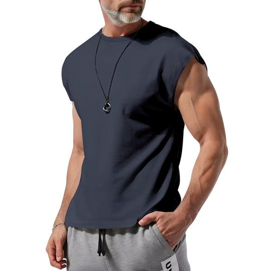 Herren schickes ärmelloses T-Shirt aus atmungsaktivem Baumwollmix R&B