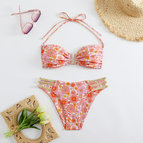 Damen Bikini-Set mit modischen Rüschen und verstellbaren Trägern R&B