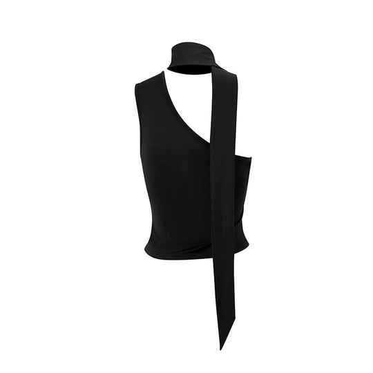 Damen Asymmetrisches Oberteil mit bindbarem Kragen und Raffung R&B