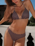 Damen Triangel-Bikini mit verstellbarem Halter und modischem Punktedesign R&B