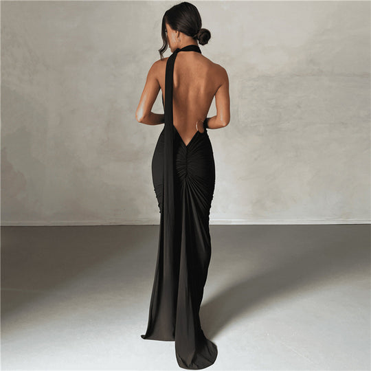 Damen Elegantes bodenlanges One-Shoulder Kleid R&B