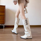 Damen Überknie Stiefel mit modischen Schnallen und hochwertigem Leder R&B