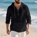 Herren lässiger Kapuzenpullover mit Knopfleiste und Kängurutasche R&B