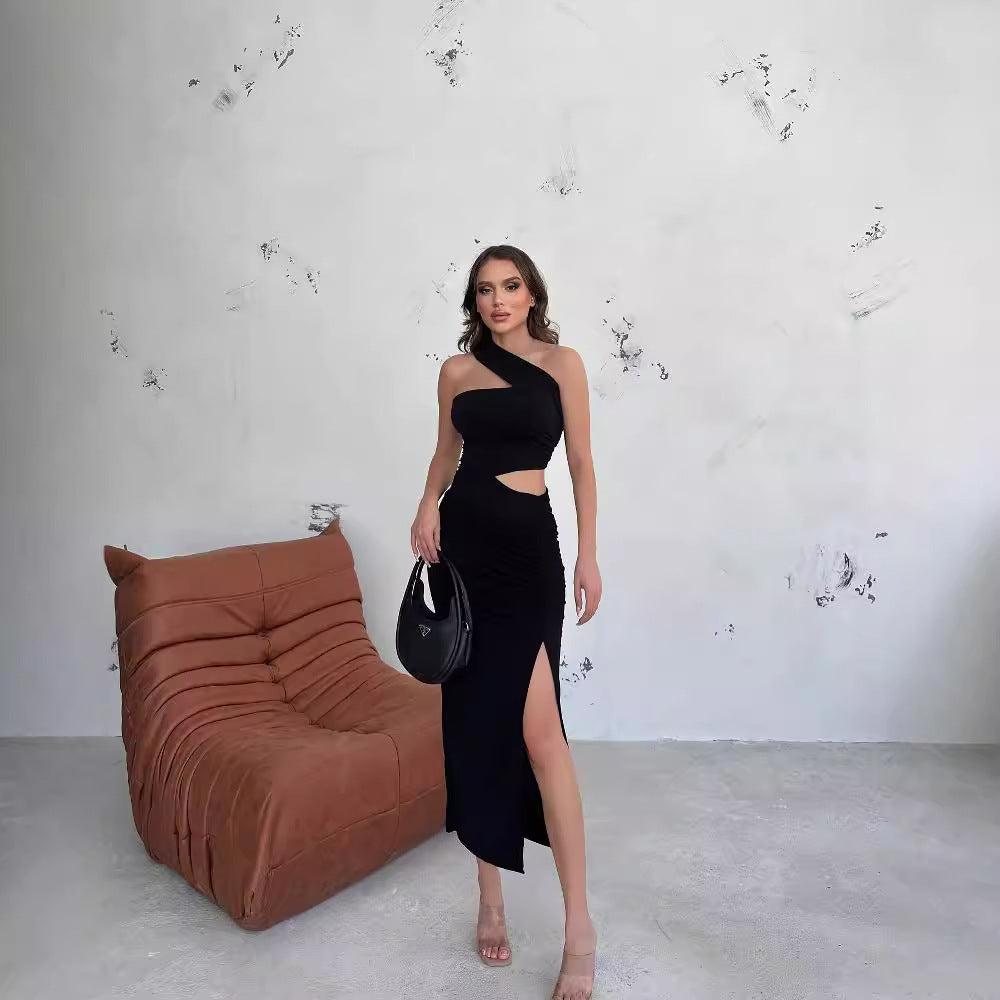 Damen Asymmetrisches Maxikleid mit Cut-Out-Details und raffinierten Rüschendetails R&B