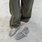 Damen elegante Riemchen-Ballerinas mit modischem Glitzereffekt R&B