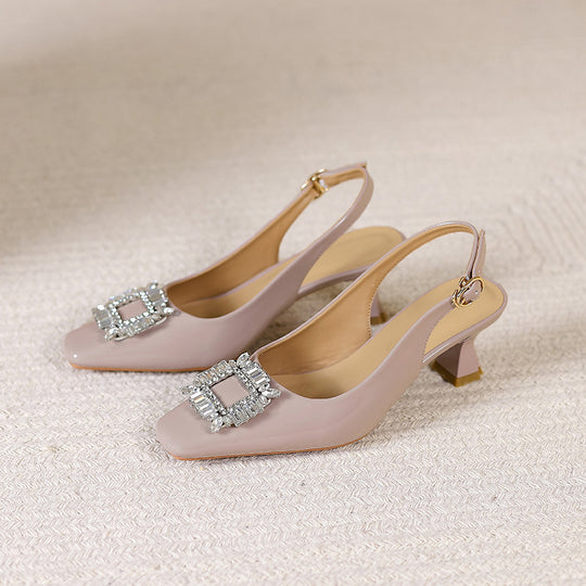 Damen Slingback-Pumps mit funkelndem Schmuckelement R&B