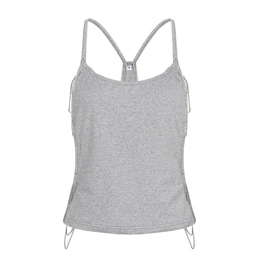 Damen lässiges Sporttop mit verstellbaren Trägern und dekorativem Detail R&B