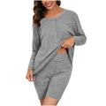 Damen Komfortables Lounge-Set mit langärmligem Oberteil und Shorts R&B