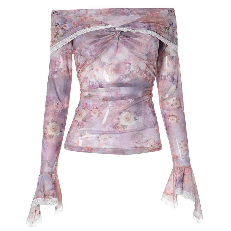 Damen Bluse mit off-shoulder Design und floralen Mustern R&B