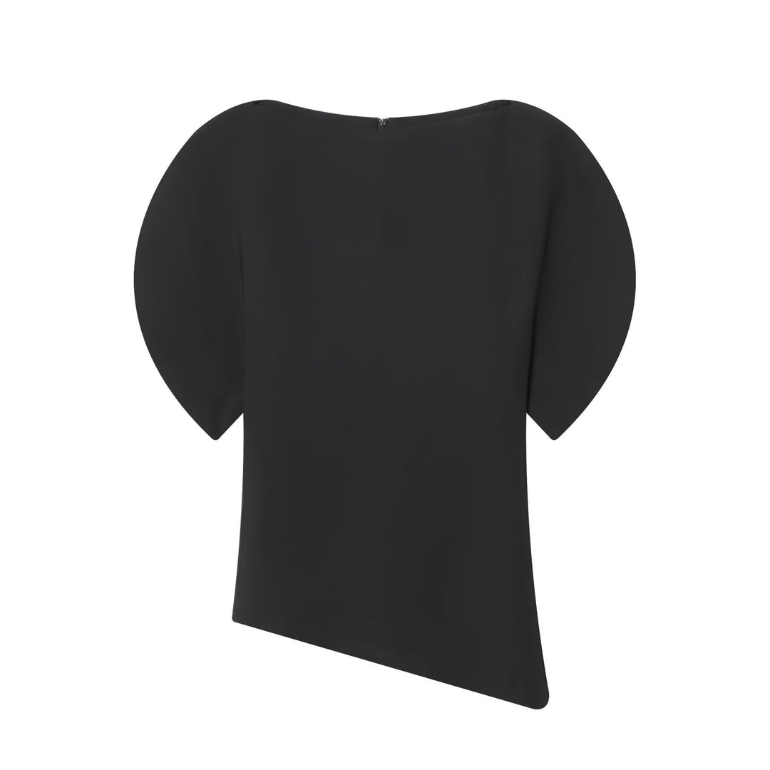 Damen asymmetrisches Oberteil mit innovativen Volantärmeln R&B