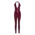 Damen Figurbetontes Latexdress mit tiefem V-Ausschnitt und Rückenschnürung R&B
