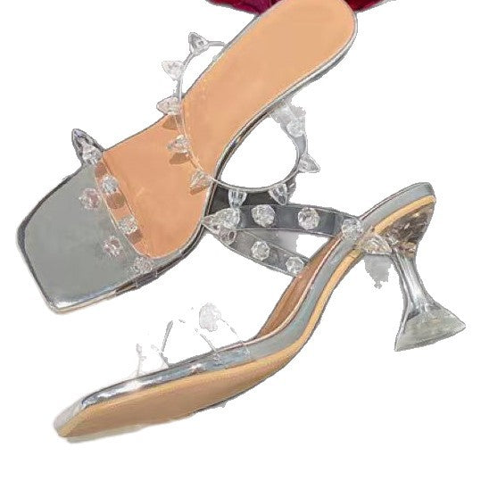 Damen Transparente High Heels mit edlem Glanz R&B