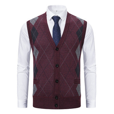 Herren modische Strickweste mit Karomuster R&B
