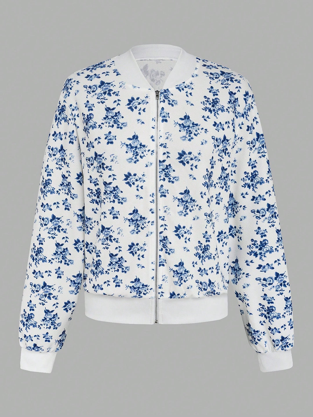 Damen elegante Bomberjacke mit floralem Design R&B