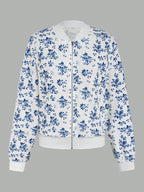 Damen elegante Bomberjacke mit floralem Design R&B