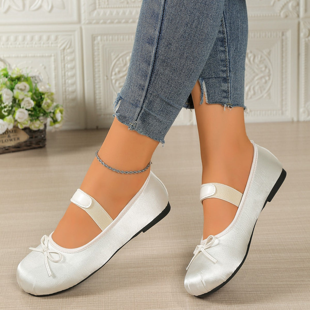 Damen Ballerinas mit elastischem Riemen und dekorativem Schleifen-Detail R&B