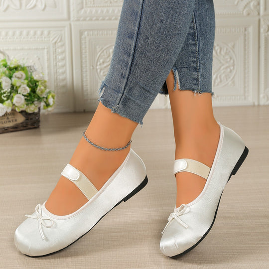 Damen Ballerinas mit elastischem Riemen und dekorativem Schleifen-Detail R&B