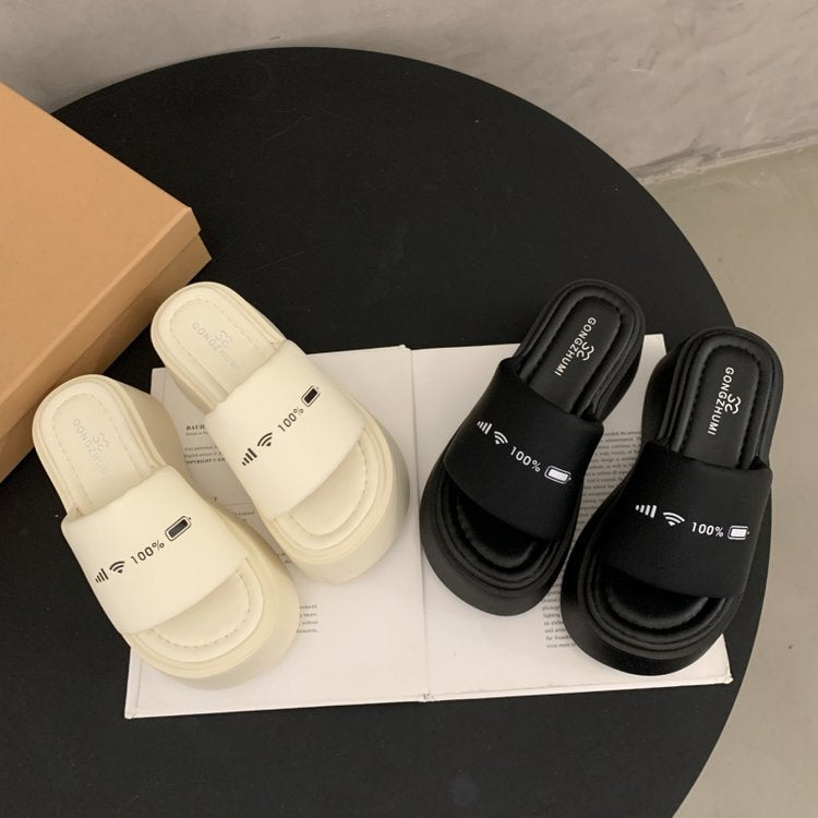 Damen bequeme Platform-Pantoletten mit modischer Riemenverzierung R&B