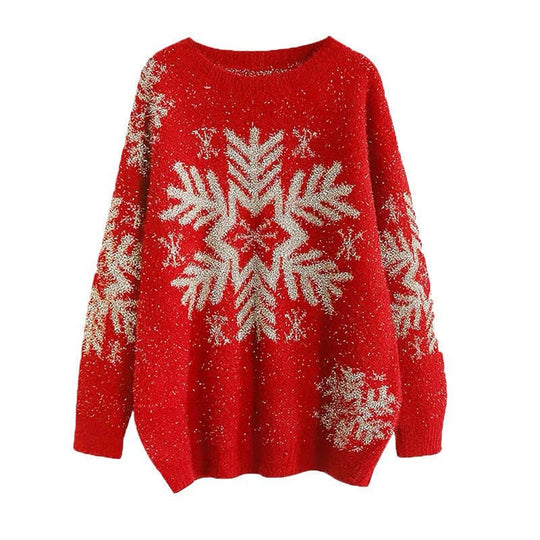 Damen Kuscheliger Pullover mit Schneeflocken-Motiv R&B