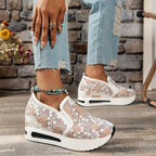 Damen Slip-On Sneaker mit floralem Design und gepolsterter Sohle R&B