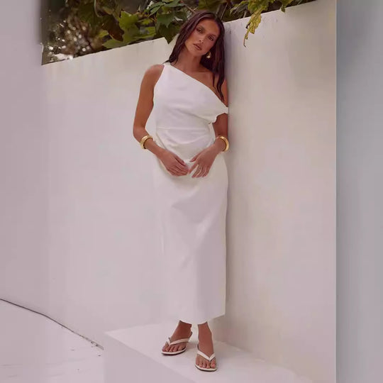 Damen Elegantes Langarmkleid mit asymmetrischem Design und raffinierten Drapierungen R&B