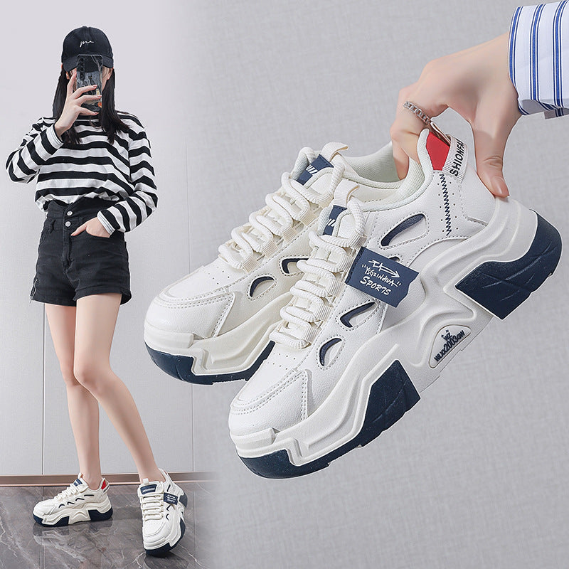 Damen modische Chunky Sneakers mit atmungsaktiver Oberflächenstruktur und gepolsterter Sohle R&B