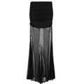 Damen Maxi-Rock mit transparentem Chiffon und gerafft Bund R&B