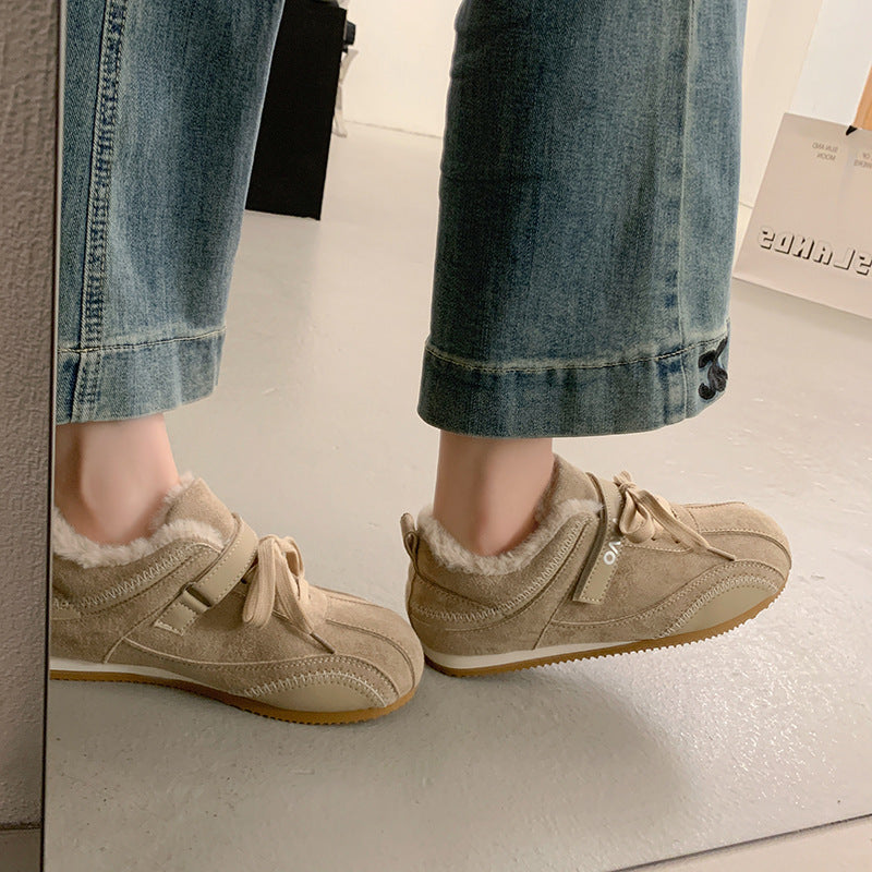 Damen Komfortable Fleece-Sneaker mit verstellbarem Riemen und kuscheligem Innenfutter R&B