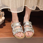 Damen Komfortable und stilvolle Clogs mit doppeltem Riemen und Verstellbarem Schnallenverschluss EB