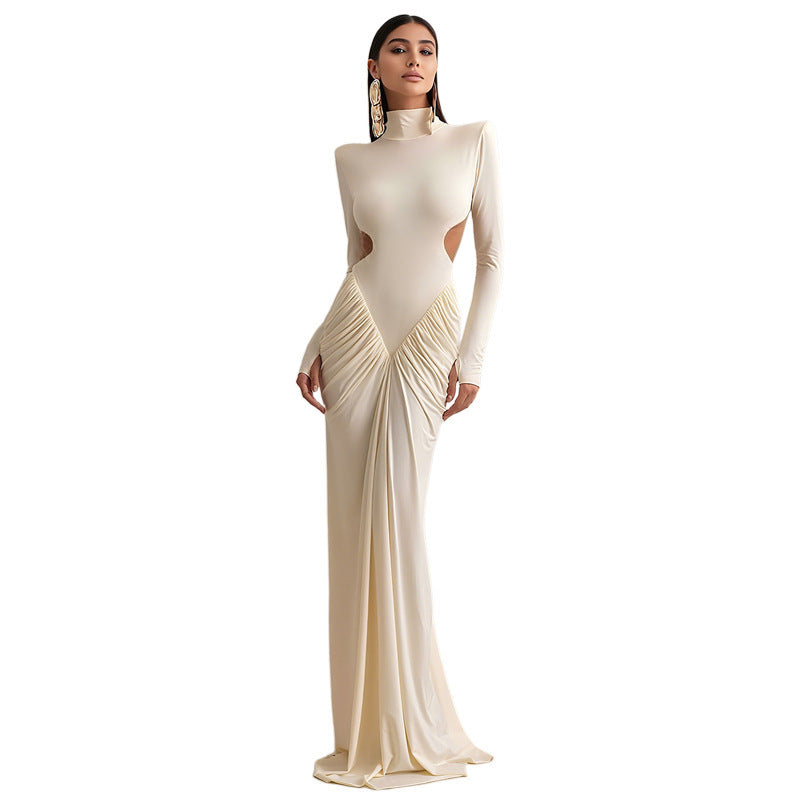 Damen Elegantes Maxikleid mit tiefem Rückenausschnitt und raffinierten Drapierungen R&B