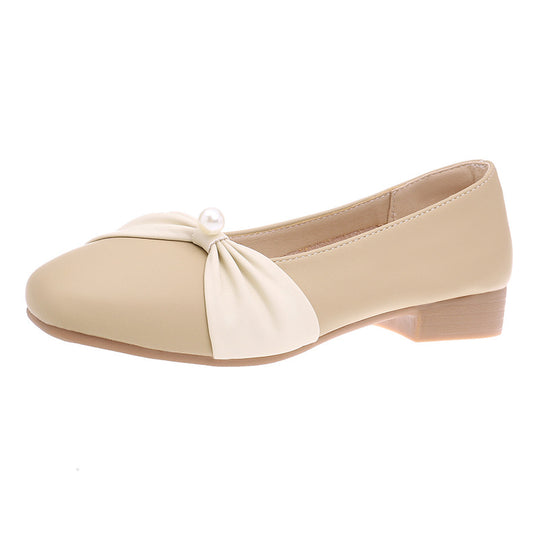 Damen elegante Ballerinas mit modischer Rüschendetail und Perlenakzent R&B