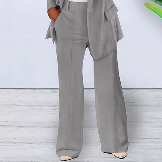 Damen elegantes und lockeres Blazerset mit weiten Hosen R&B