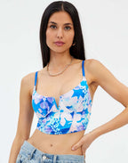 Damen Crop-BH mit floralem Design und V-Ausschnitt R&B