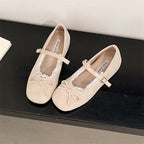 Damen elegante Ballerinas mit feiner Spitzenverzierung und praktischem Schnallenverschluss R&B