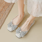 Damen Ballerinas mit funkelnden Strassapplikationen und elegantem Schleifendetail