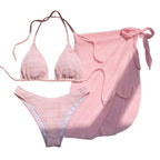 Damen Bikiniset mit strukturiertem Obermaterial und eleganter Wickelrock-Optik R&B
